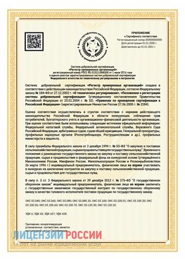 Приложение к сертификату для ИП Бирск Сертификат СТО 03.080.02033720.1-2020
